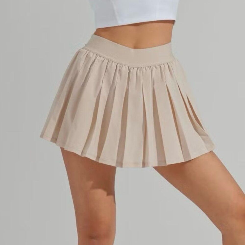 Vanilla star tan pleated Tennis Skirt with shorts